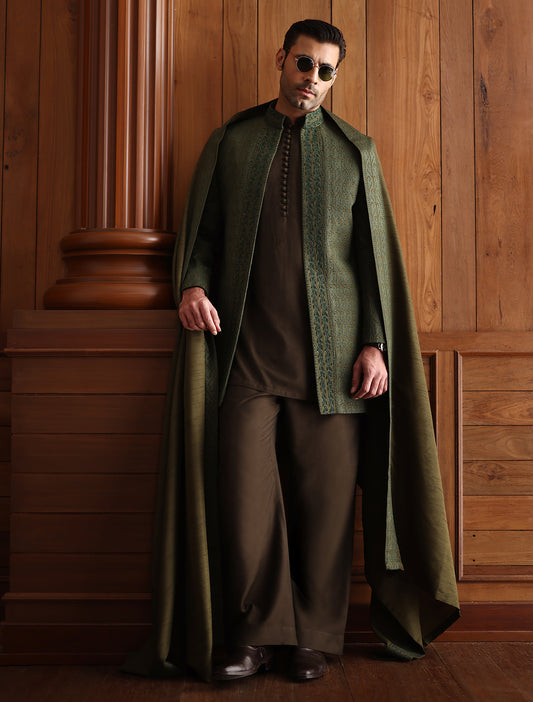 GREEN EMBROIDERED SHAWL