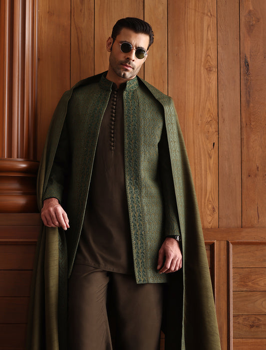 GREEN EMBROIDERED SHAWL