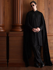 BLACK VELVET EMBROIDERED SHAWL