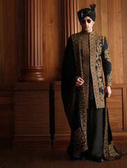 BLACK VELVET WITH GOLD EMBROIDERY SHAWL