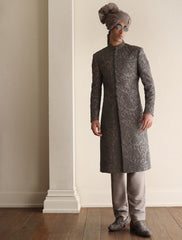 DEEP TAUPE INTRICATE EMBROIDERED SHERWANI