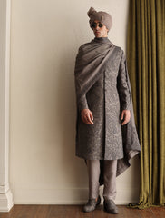 DEEP TAUPE INTRICATE EMBROIDERED SHERWANI