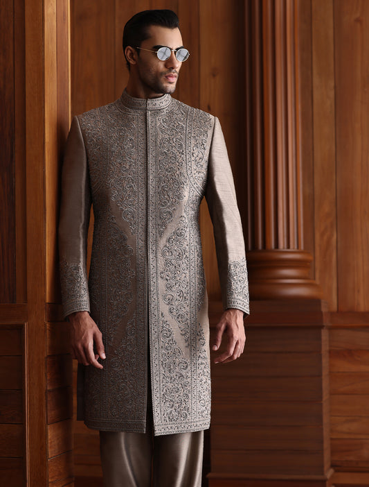 TUSCAN BROWN HAND EMBROIDERED SHERWANI