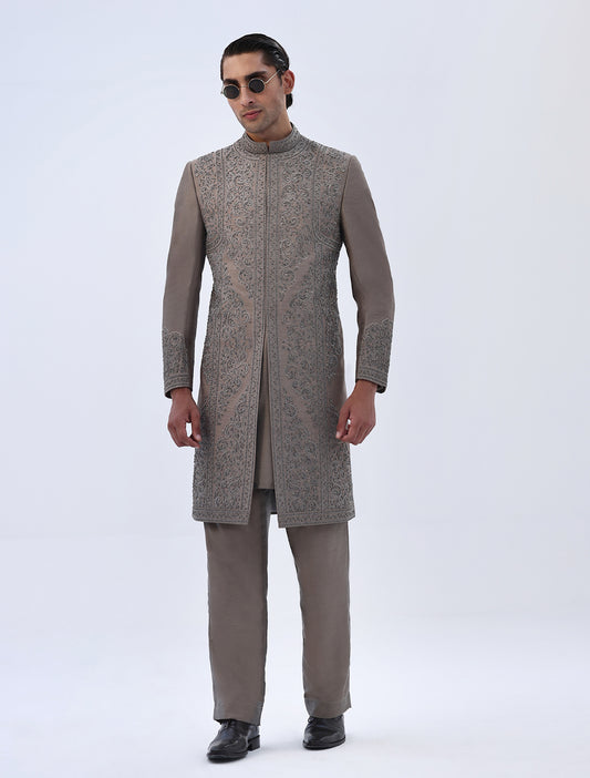 TUSCAN BROWN HAND EMBROIDERED SHERWANI