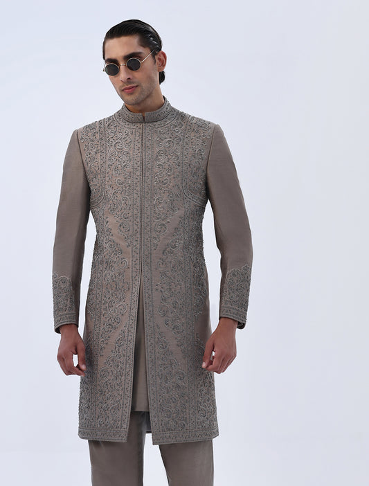 TUSCAN BROWN HAND EMBROIDERED SHERWANI
