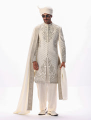 CREAM HEAVY EMBROIDERED SHERWANI