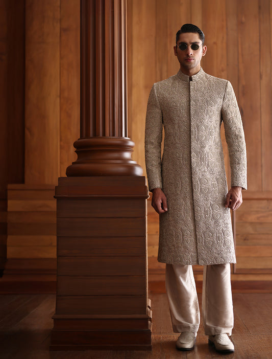 IVORY INTRICATE EMBROIDERED SHERWANI