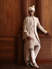 LIGHT IVORY HAND EMBROIDERED SHERWANI