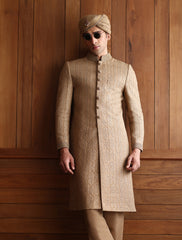 FAWN COLOR INTRICATELY EMBROIDERED SHERWANI