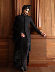BLACK HAND EMBROIDERED CLASSIC SHERWANI