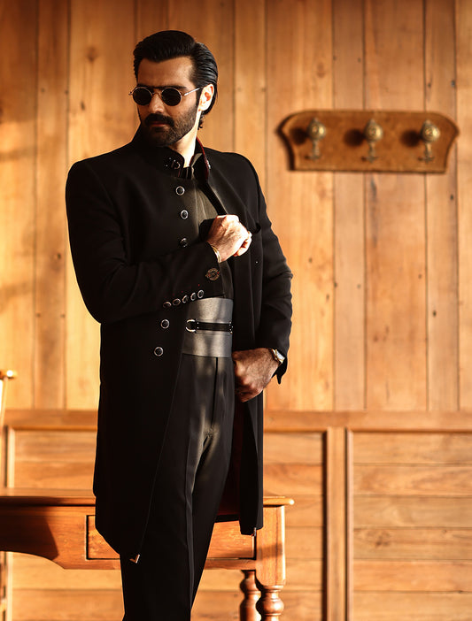 BLACK OPEN SHERWANI
