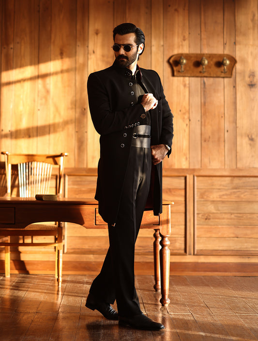 BLACK OPEN SHERWANI