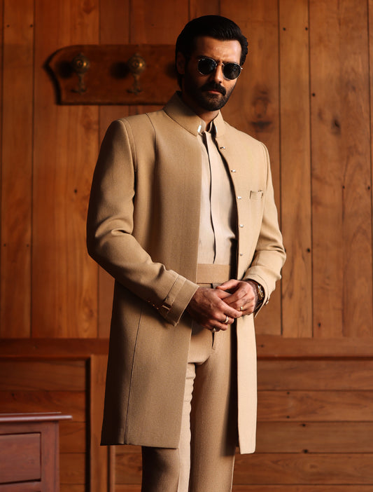 BEIGE OPEN SHERWANI