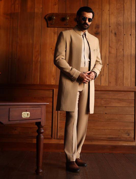BEIGE OPEN SHERWANI