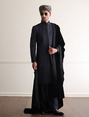 NAVY HEAVY HAND EMBROIDERED SHERWANI