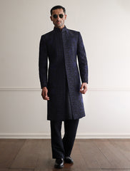 NAVY HEAVY HAND EMBROIDERED SHERWANI