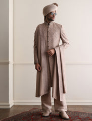 WARM SAND HAND EMBROIDERED SHERWANI