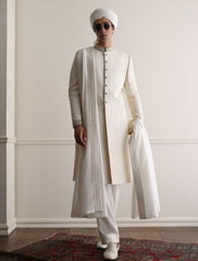 CREAM CHAIN ROPE EMBROIDERED SHERWANI