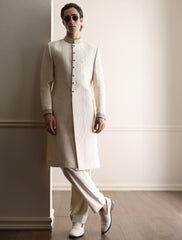 CREAM CHAIN ROPE EMBROIDERED SHERWANI