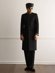 BLACK CHAIN ROPE EMBROIDERED SHERWANI