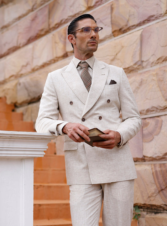 BEIGE DOUBLE BREASTED SUIT
