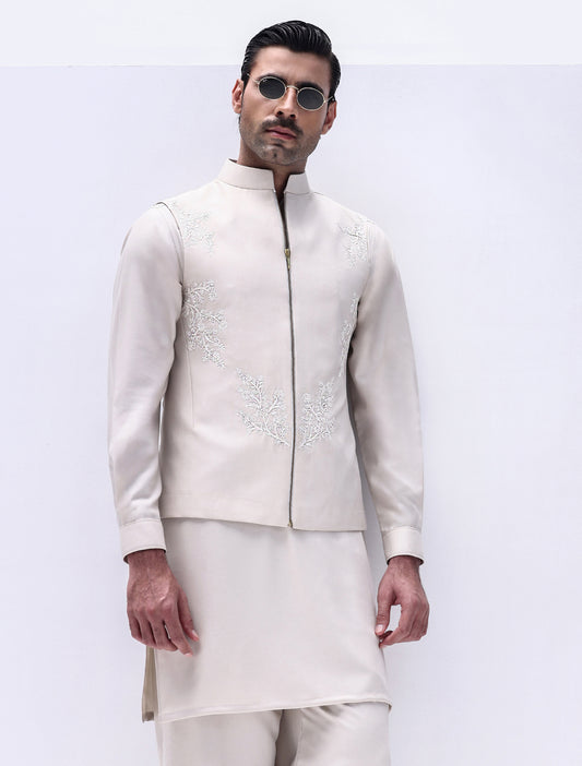 IVORY HAND EMBROIDERED WAISTCOAT