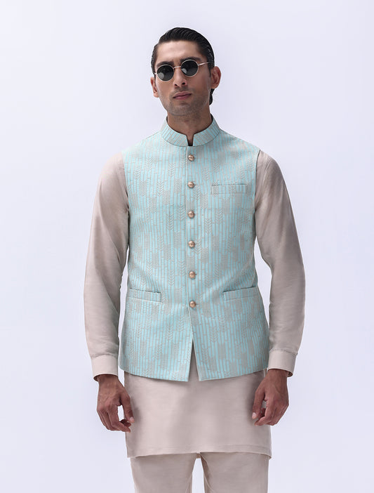 SEA FOAM EMBROIDERED WAISTCOAT