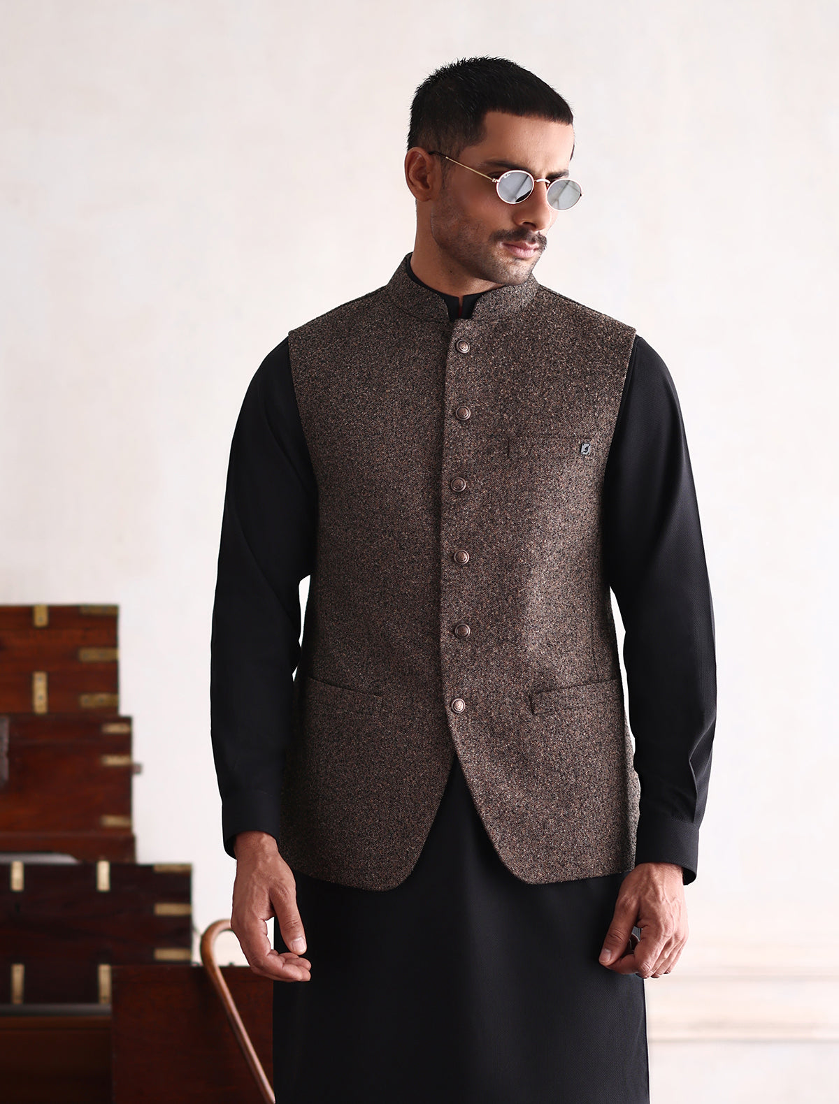 BROWN MULTI DOT WAISTCOAT