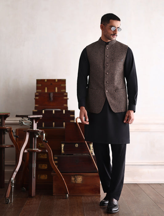 BROWN MULTI DOT WAISTCOAT
