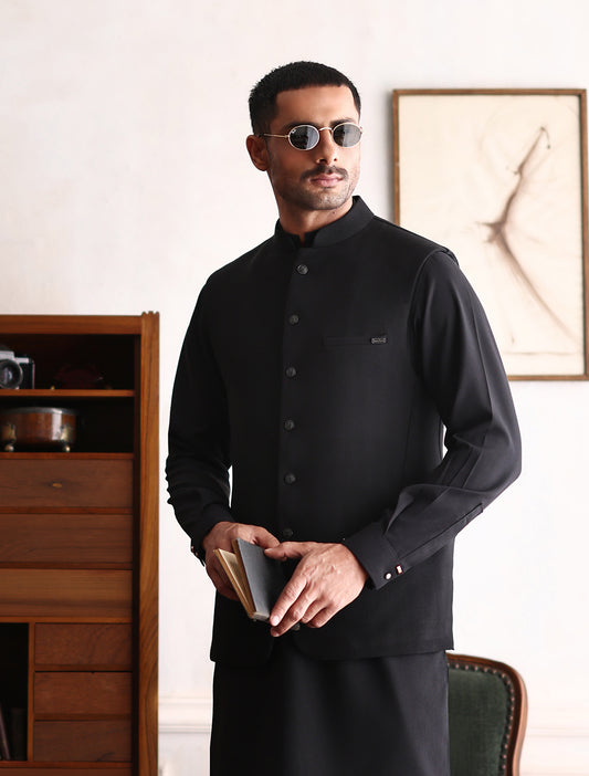 BLACK TWEED WAISTCOAT