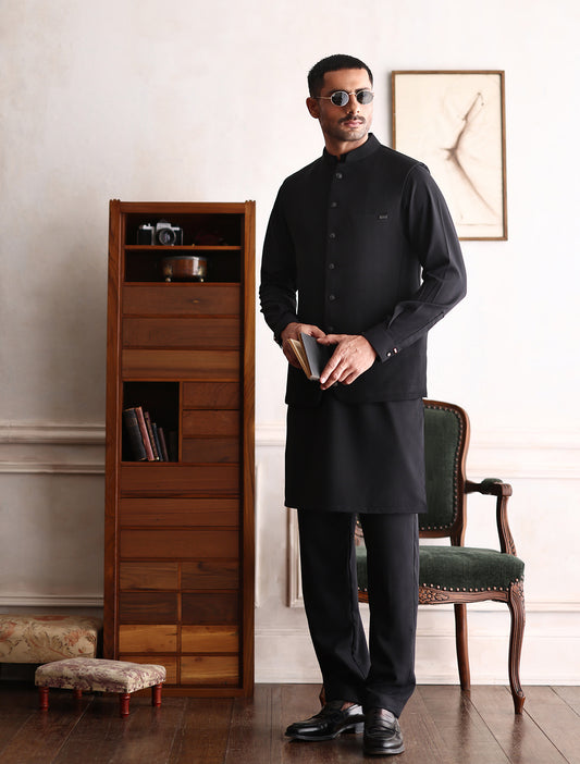 BLACK TWEED WAISTCOAT