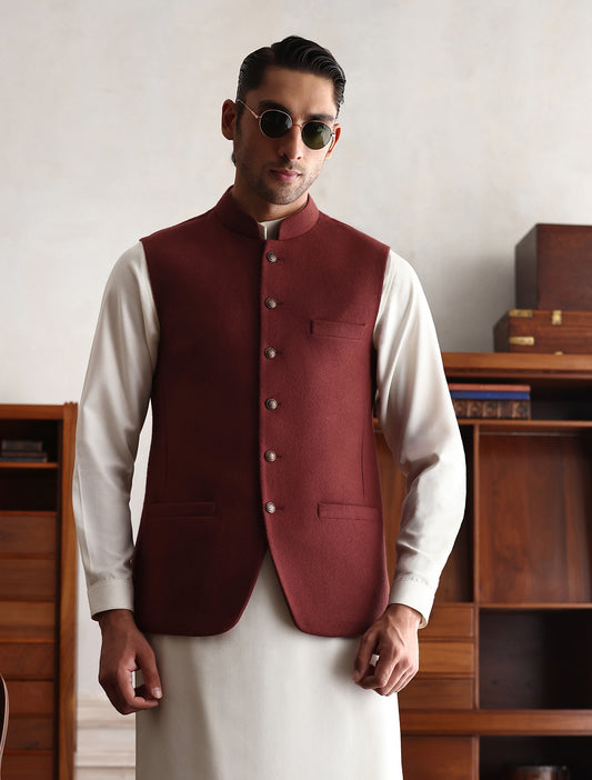 RUST TWEED WAISTCOAT