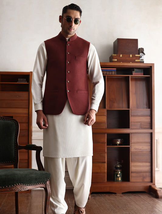 RUST TWEED WAISTCOAT