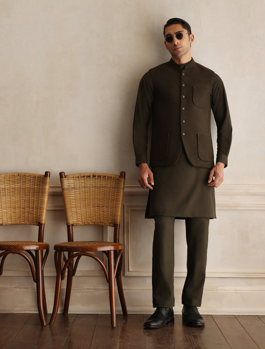 OLIVE TWEED WAISTCOAT