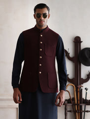 MAROON TWEED WAISTCOAT