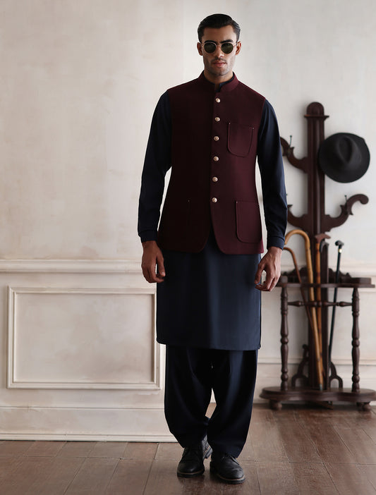 MAROON TWEED WAISTCOAT