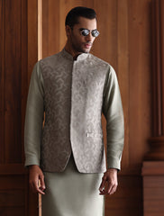SAGE GREEN EMBROIDERED WAISTCOAT