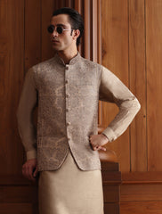 BEIGE EMBROIDERED WAISTCOAT