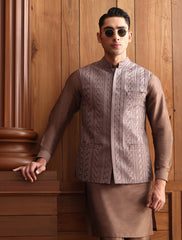 DARK COFFEE EMBROIDERED WAISTCOAT