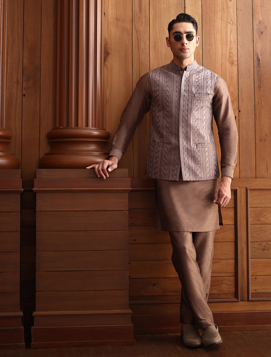 DARK COFFEE EMBROIDERED WAISTCOAT