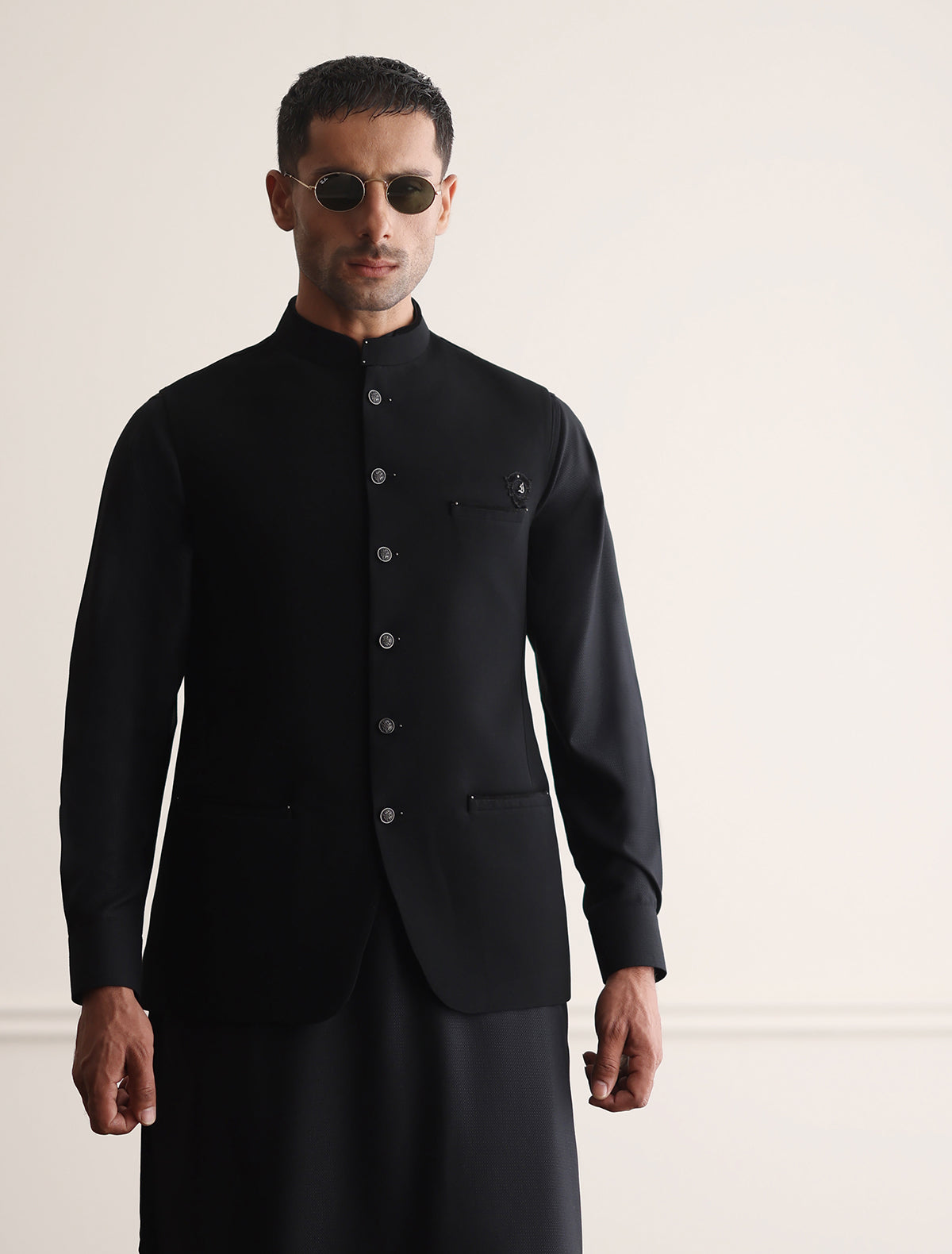 BLACK MONOGRAM WAISTCOAT