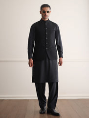 BLACK MONOGRAM WAISTCOAT