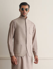 BEIGE TEXTURED WAISTCOAT
