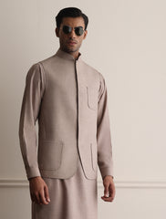 BEIGE TEXTURED WAISTCOAT