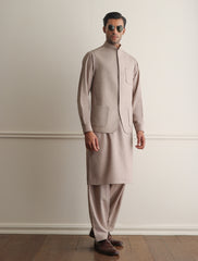 BEIGE TEXTURED WAISTCOAT