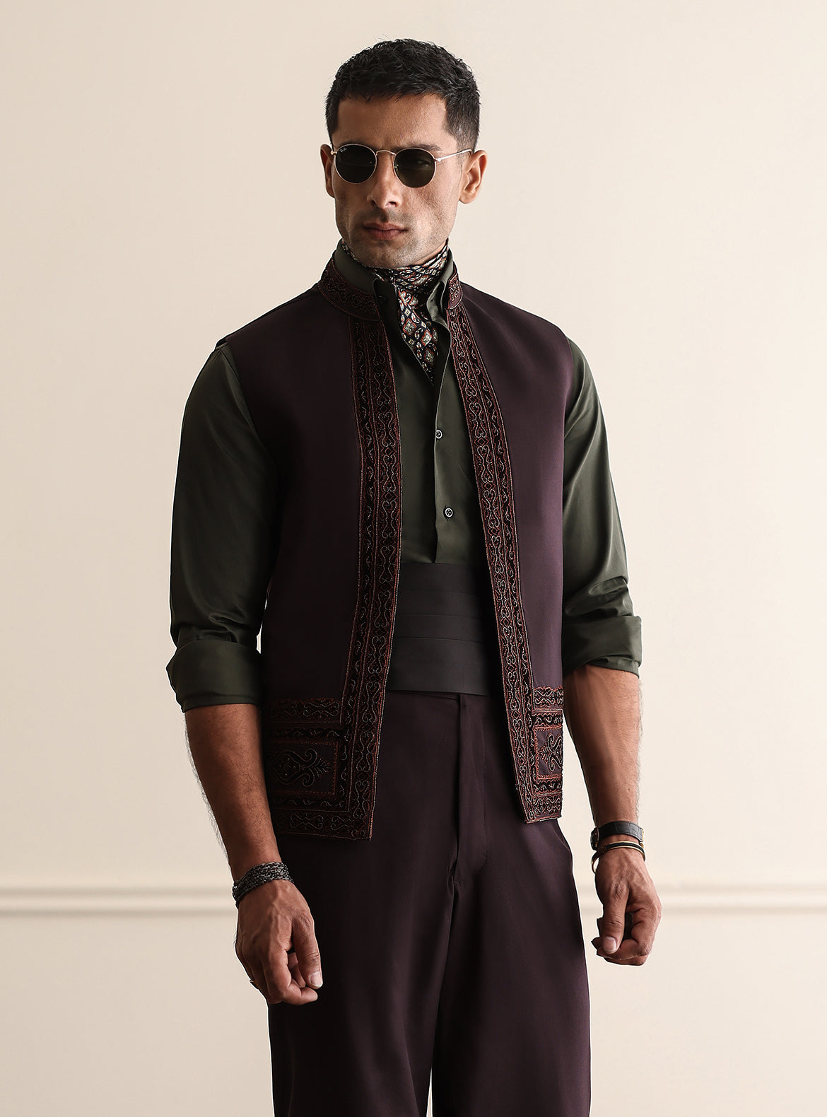 PURPLE EMBROIDERED WAISTCOAT