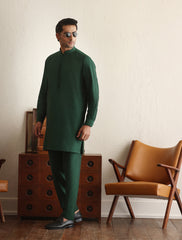Emerald green cotton silk kurta pajama