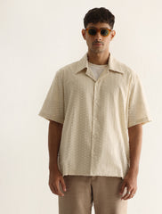 CREAM STRUCTURED HALF SLEEVE SHIRT
