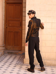 TAN HEAVY EMBROIDERED JACKET