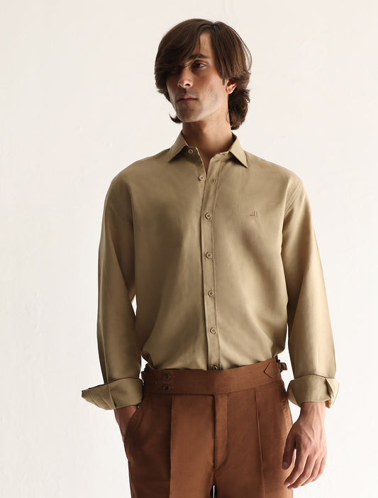 LIGHT BROWN LINEN SHIRT